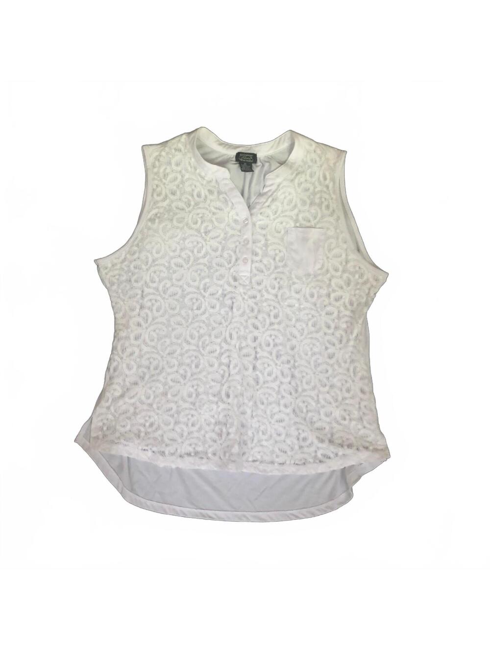 Shannon Ford New York White Sleeveless Lace Overlay Blouse Size 2X